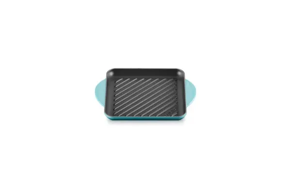 Le Creuset Enamaled Cast Iron Square Grill, 9.5", Caribbean image