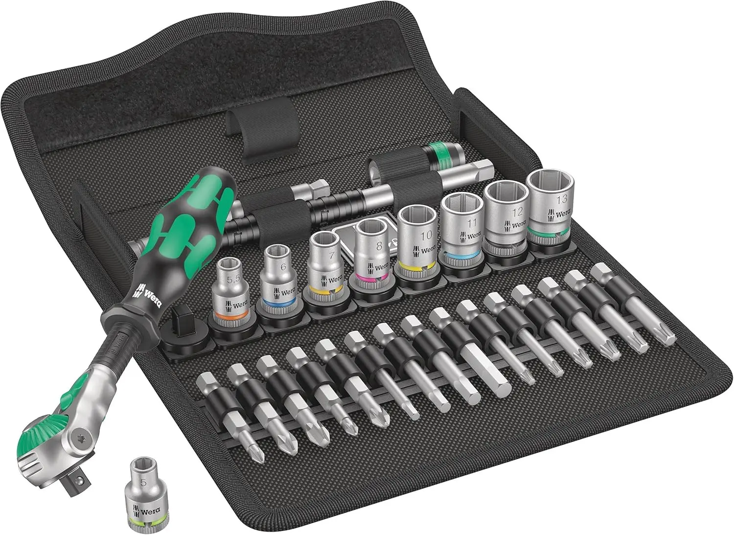 Wera 05004016001 8100 SA 6 Zyklop Metric Speed Ratchet Set, 28 Piece, 1/4" Drive image 1