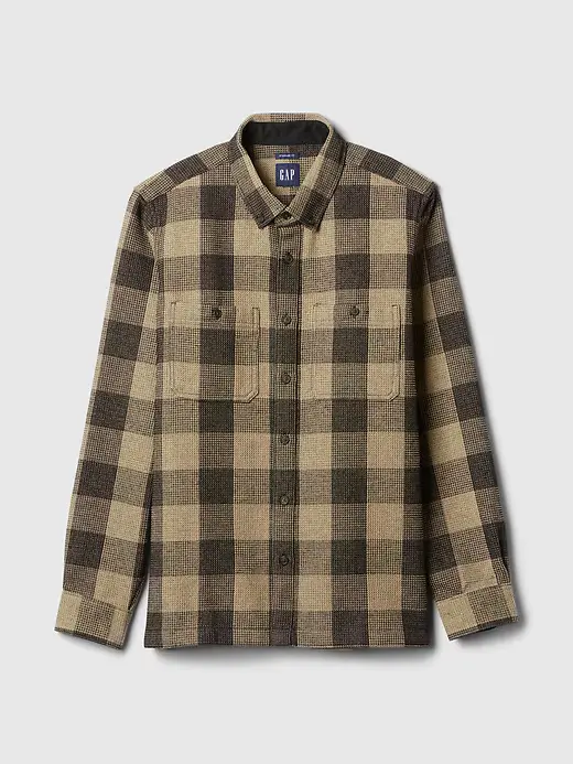 Waffle-Knit Flannel Shirt image 1