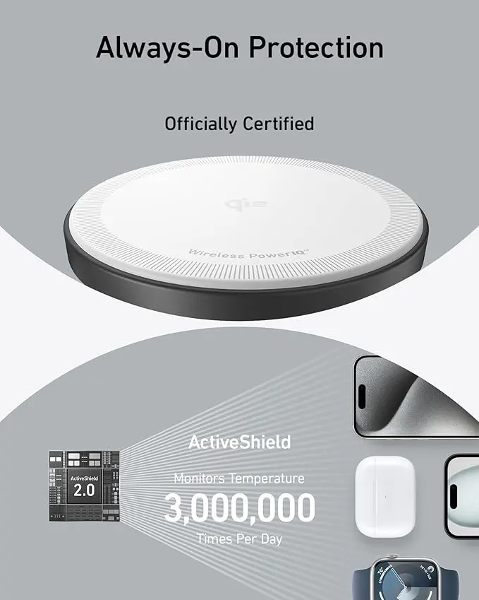 Anker MagSafe Charger Stand Compatible, iPhone 17 MagGo 3 in 1 Wireless Charging Station,Qi2 Certified 15W Wireless Charger, Desk Accessory, for iPhone 15/14/13/12 Series Apple Watch, AirPods image 6