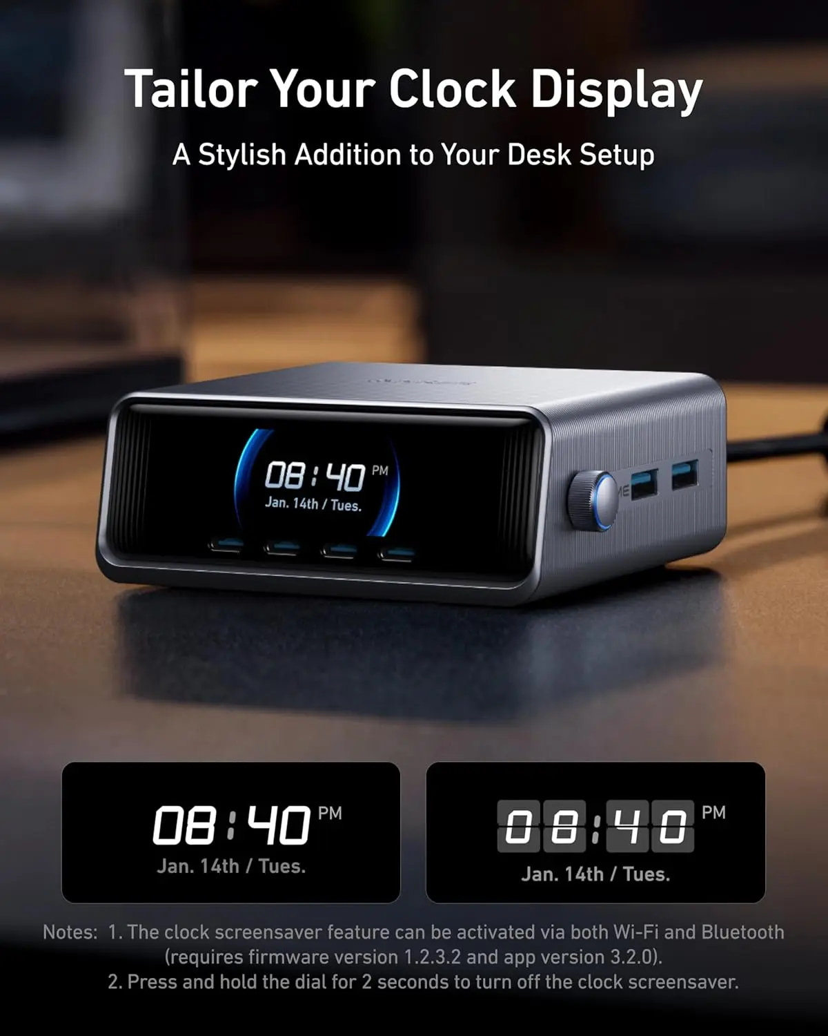 Anker Prime Charger, 250W GaN Prime USB C Charging Station, Ultra-Fast 6-Port, 2.26" LCD Display and Smart Control Dial, Compatible with MacBook Pro/Air, iPhone 16/15/14, Galaxy, and More (Silver) image 6