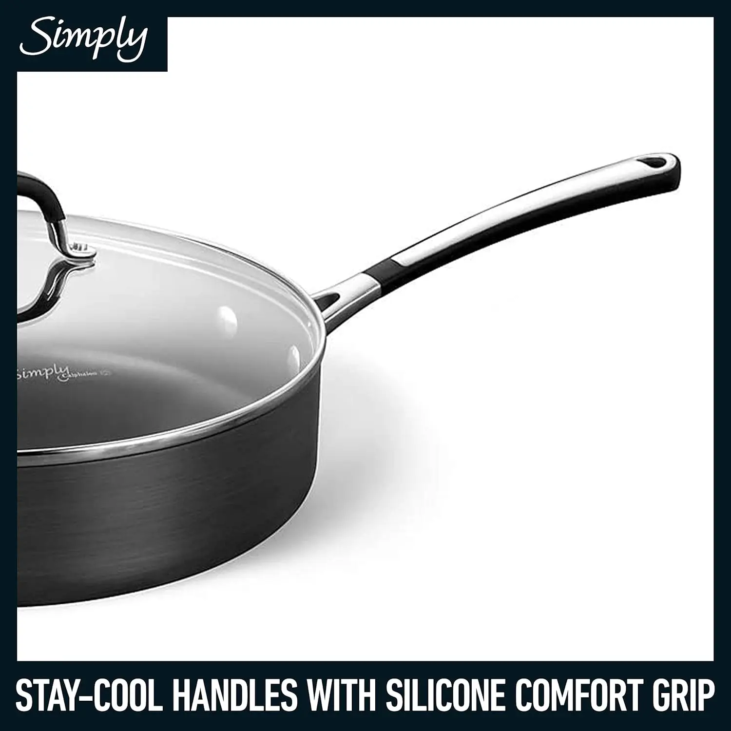 Calphalon 10-Piece Non-Stick Kitchen Cookware Set Black Pots & Pans with Stay-Cool Stainless Steel Handles Hard-Anodized Aluminum for Even Heating image 5