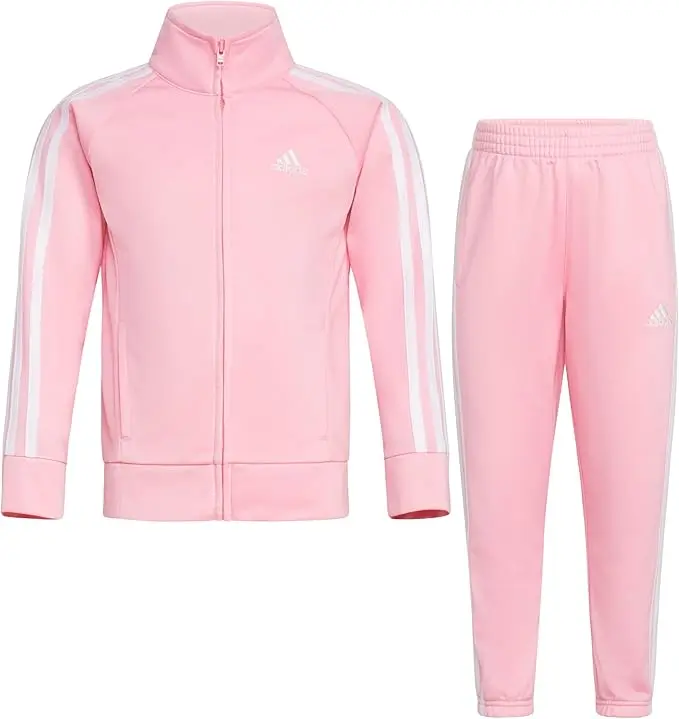 Adidas Little Girl's Zip Front Classic Tricot Jacket and Joggers Set image 1