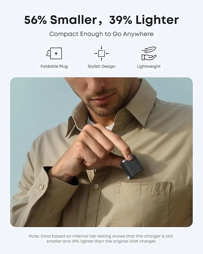 Anker Nano 45W Type C Charger Fast Charging, Compact and Foldable Plug USB C Charger Block for iPhone 17/16 Series, MacBook, Pixel 9, iPad, Samsung Galaxy S25 Ultra / S24 Series (6 ft Cable Included) image 5