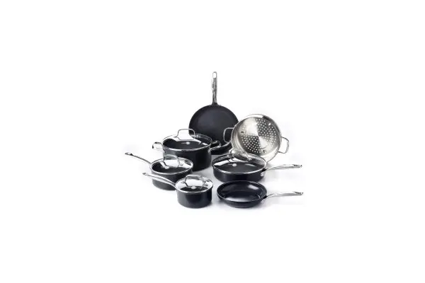 GreenPan Chatham Black Prime Midnight Hard Anodized Healthy Ceramic Nonstick 11 Piece Cookware Pots and Pans Set, PFAS-Free, Dishwasher Safe, Oven Safe, Black image