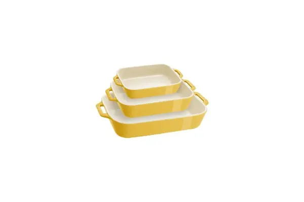 STAUB Ceramic 3-pc Rectangular Baking Dish Set - Citron image
