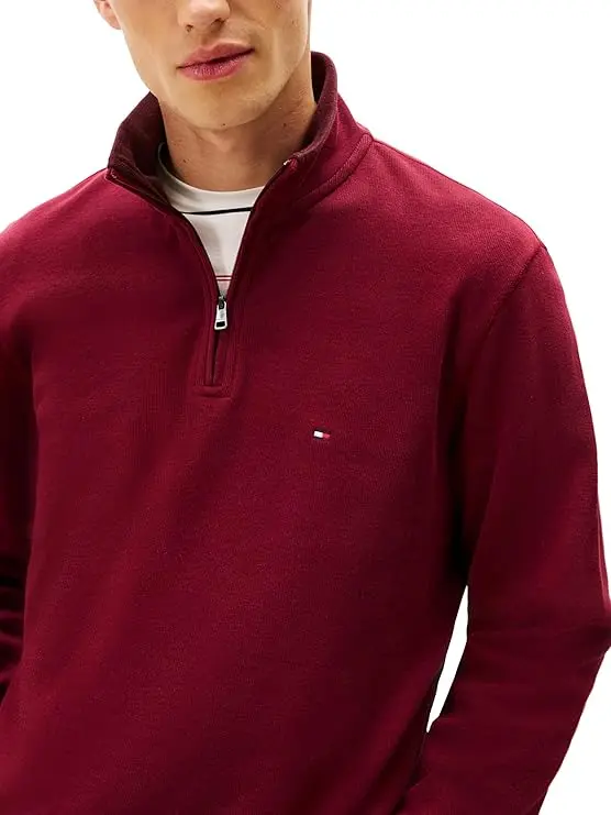Tommy Hilfiger mens Medium Weight Ribbed 1/4 Zip Sweatshirt image 2