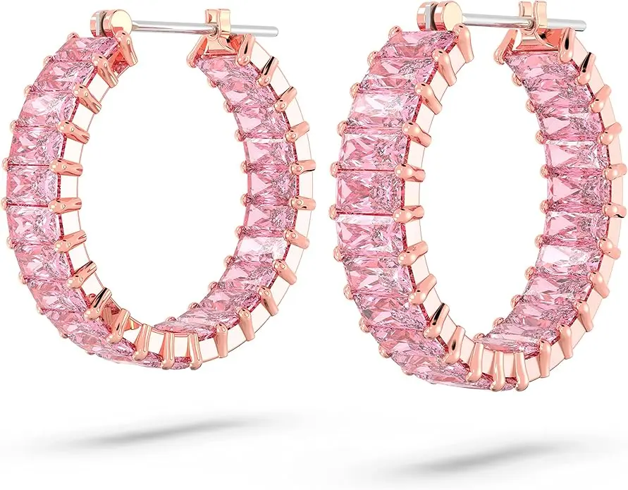 Swarovski Matrix Crystal Hoop Earrings, Blue and Clear Crystals, Rhodium Finish image 3