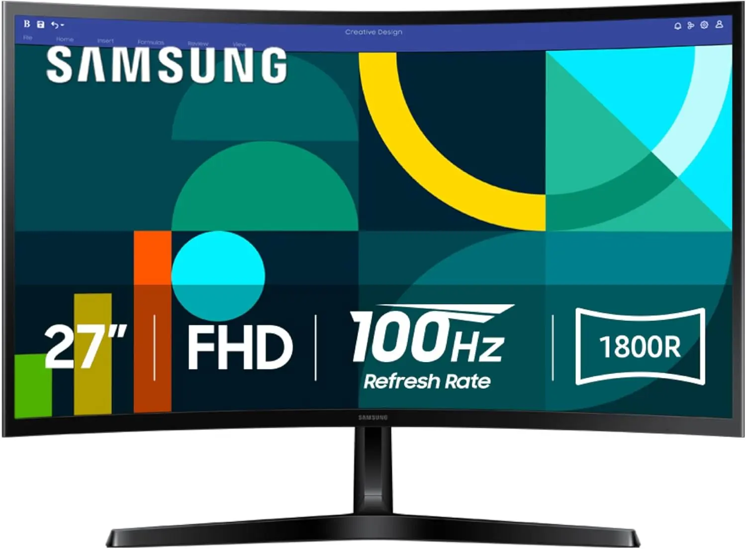 Samsung 27" Essential S3 (S36GD) Series FHD 1800R Curved Computer Monitor, 100Hz, Game Mode, Advanced Eye Comfort, HDMI and D-sub Ports, LS27D366GANXZA, 2024 image 1