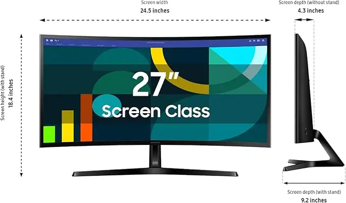 Samsung 27" Essential S3 (S36GD) Series FHD 1800R Curved Computer Monitor, 100Hz, Game Mode, Advanced Eye Comfort, HDMI and D-sub Ports, LS27D366GANXZA, 2024 image 3
