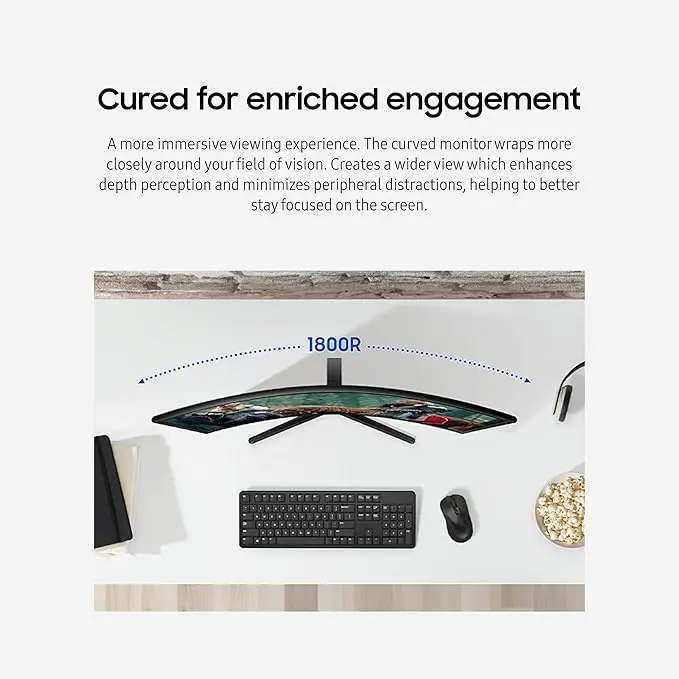 Samsung 27" Essential S3 (S36GD) Series FHD 1800R Curved Computer Monitor, 100Hz, Game Mode, Advanced Eye Comfort, HDMI and D-sub Ports, LS27D366GANXZA, 2024 image 4