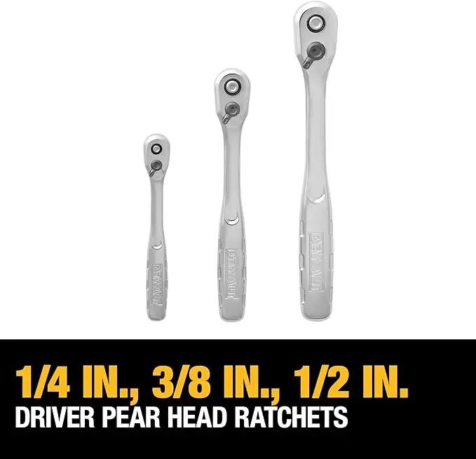 DEWALT Mechanics Tool Set, SAE and Metric Socket Wrench Set, Drive Sizes 1/2, 1/4, 3/8 Socket Set, 192-Piece Tool Box (DWMT75049) image 3