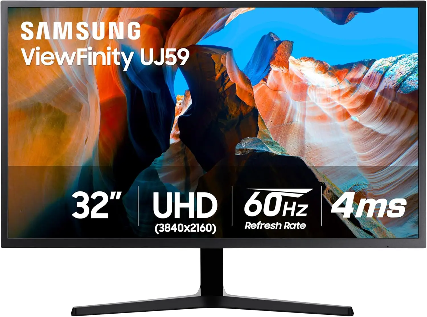 SAMSUNG 32" UJ59 Series 4K UHD (3840x2160) Computer Monitor,VA Panel, HDMI, Display Port, Eye Saver/Flicker Free Mode, FreeSync, LU32J590UQNXZA, Black image 1
