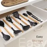 Astercook 38-Pc Silicone Utensils – Heat Resistant, BPA-Free, Black image 2