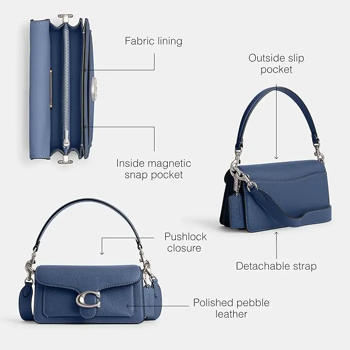 COACH womens Polished Pebble Leather Tabby Shoulder Bag 20 image 3