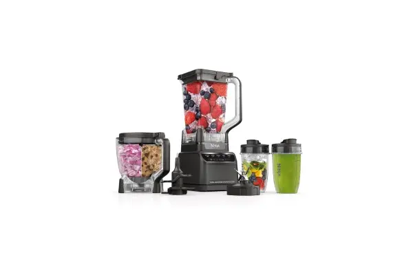 Ninja Blender, Kitchen System for-Smoothie, Frozen, Extract, Chop & Dough, Pitcher, 8-cup Food Processor Bowl, Smoothie Cup, Ninja Total Crushing, 1200 Watt, BPA Free, Dark Grey, BR601AMZ image