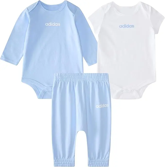 Adidas baby-boys 3-piece Linear Logo Bodyshirt & Pant Set image 1