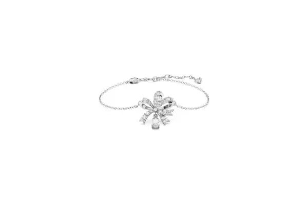 SWAROVSKI Volta Necklace, Earrings, and Bracelets Jewelry Collection, Bow-Inspired Clear Crystals with Rhodium Finish image