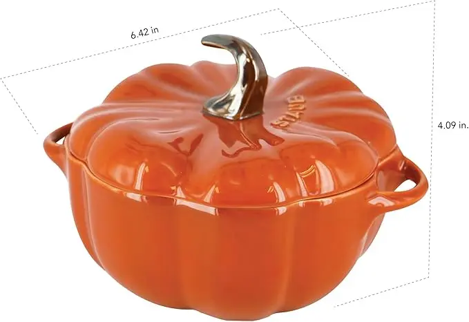 STAUB 0.5-qt Petite Ceramic, Oven & Stove Safe up to 572°F, Pumpkin Dish, Baking , Candy Dish, Burnt Orange image 6