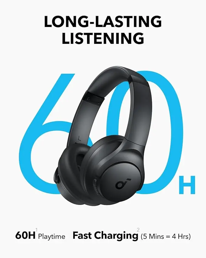 Soundcore Q11i Wireless Over-Ear Bluetooth Headphones by Anker, Deep Bass, 60H Playtime, Hi-Res Audio, Detachable Ear Cushions, Multipoint Connection image 4