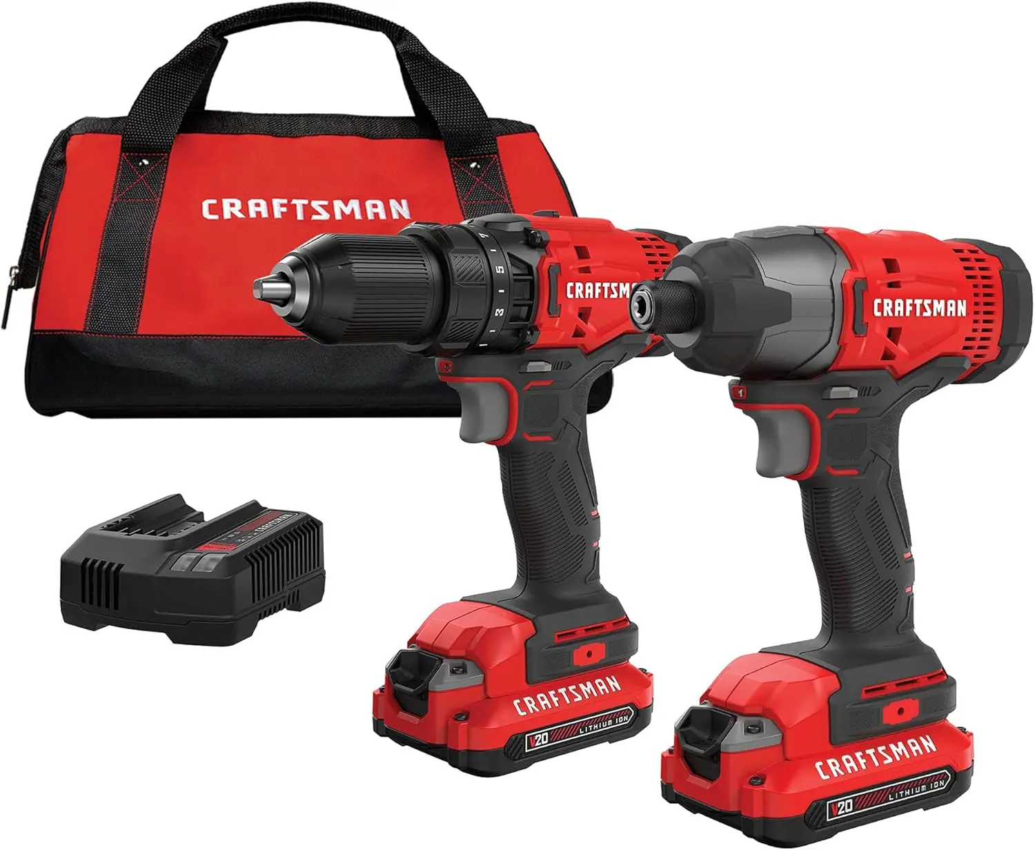 CRAFTSMAN V20 MAX Cordless Drill and Impact Driver, Power Tool Combo Kit with 2 Batteries and Charger (CMCK200C2) image 1