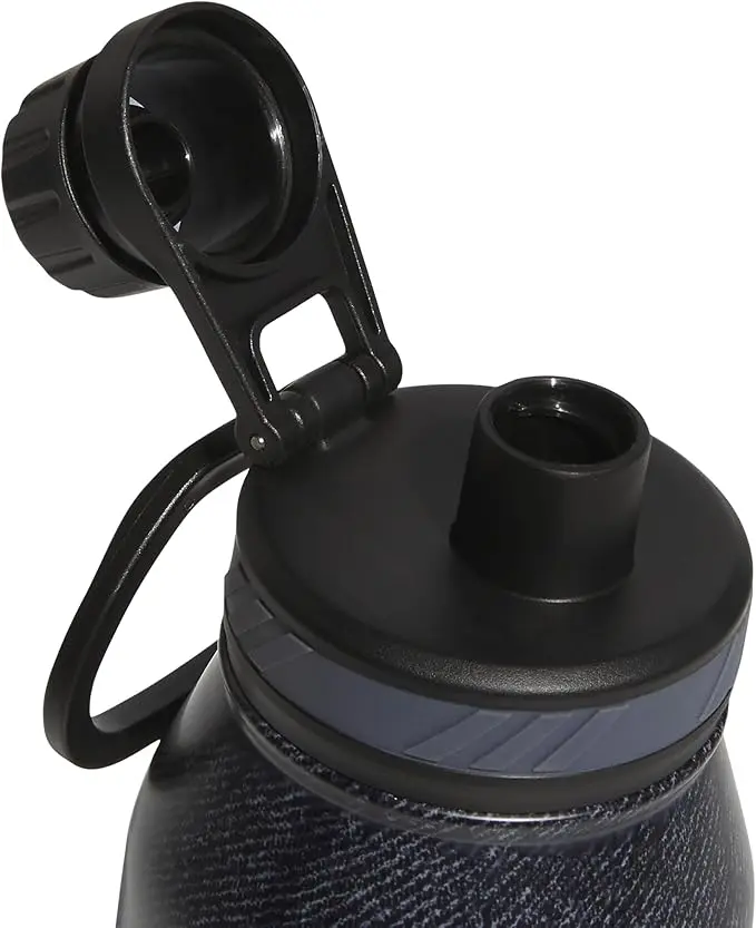Adidas 1 Liter (32 oz) Metal Water Bottle, Hot/Cold Double-Walled Insulated 18/8 Stainless Steel, Twill Black/Black/Grey Five, 32 Ounces image 5