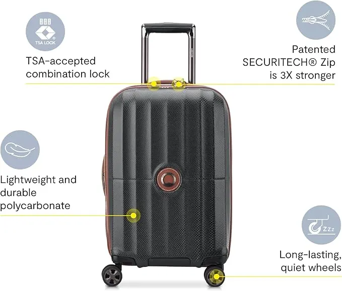 DELSEY PARIS Carrousel Hardside Expandable Luggage with Spinner Wheels, Black, Carry-on 21 Inch image 2