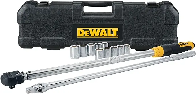 DEWALT Torque Wrench Tool Set, Tire Change Kit, 50-250 FT-LB, 12 Piece with Storage Case (DWMT45012) image 1