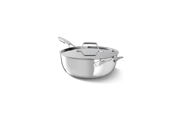 Calphalon Premier Polished 5-Ply Stainless Steel Cookware Set w/Turbo Heat Tech 4.5Qt Chef's Pan with Lid, Induction, Oven Safe 500F, Silver image