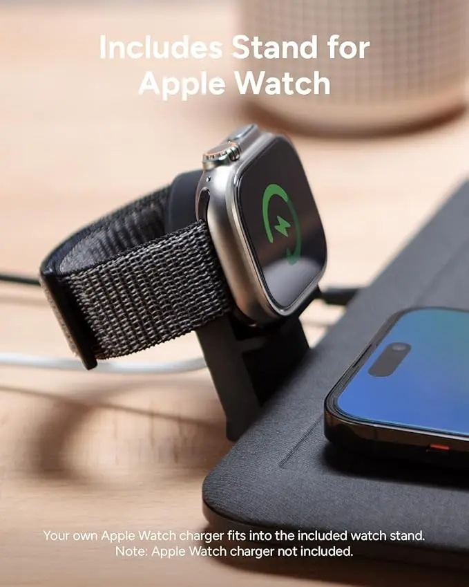 Mophie 4-in-1 Wireless Charging Mat for Apple iPhone, AirPods & Watch, Samsung Galaxy, Google Pixel, and All Qi-Enabled Devices, Additional USB-A Port, Intuitive Design, Includes Apple Watch Stand image 4