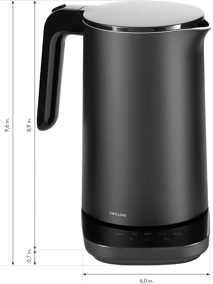 ZWILLING Enfinigy Cool Touch 1.5-Liter Electric Kettle Pro, Cordless Tea Kettle & Hot Water - Black image 3