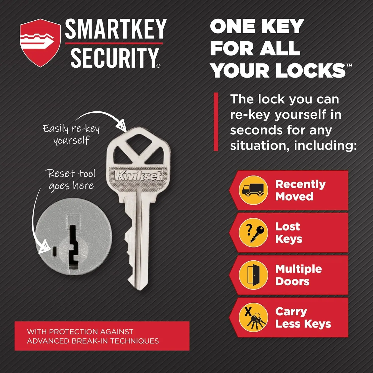 Kwikset Prescott Front Door Lock Handle and Deadbolt Set, Entry Handleset Exterior with Interior Reversible Lever, Satin Nickel, Pick Resistant SmartKey Rekey Deadbolt Security image 4