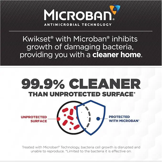 Kwikset Prescott Front Door Lock Handle and Deadbolt Set, Entry Handleset Exterior with Interior Reversible Lever, Satin Nickel, Pick Resistant SmartKey Rekey Deadbolt Security image 6