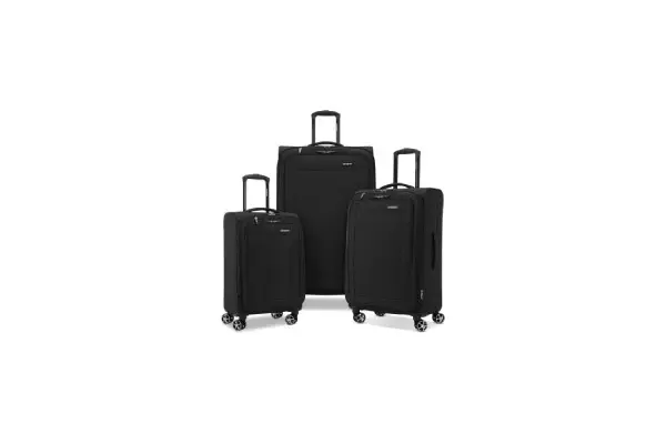 Samsonite Saire LTE Softside Expandable Luggage with Spinner Wheels, Black, 3-Piece Set (Carry On/Medium/Large) image