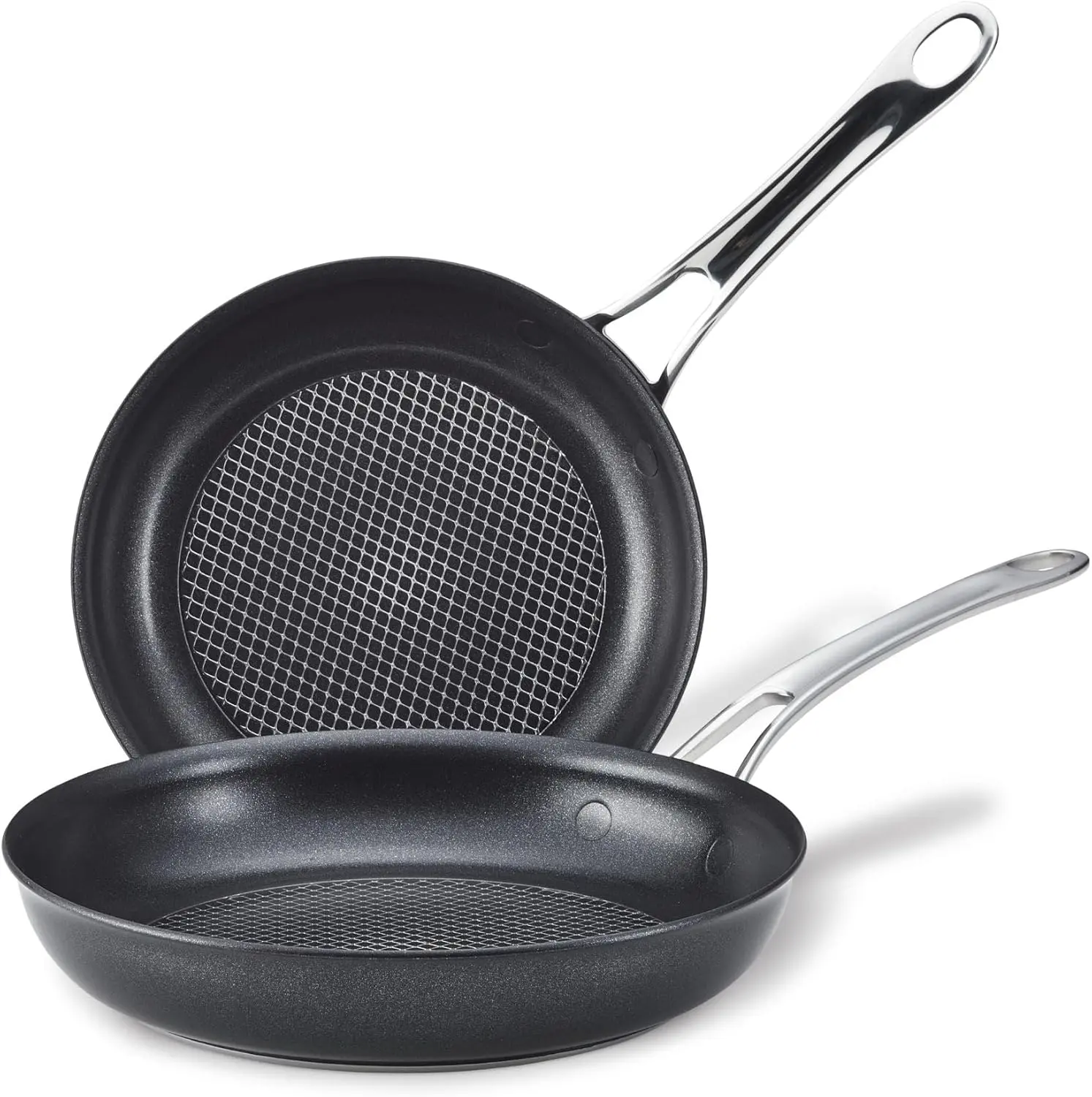 Anolon X Aluminum Nonstick Cookware Frying Pans/Skillet Set, 8.25 Inch and 10 Inch - Dark Gray image 1