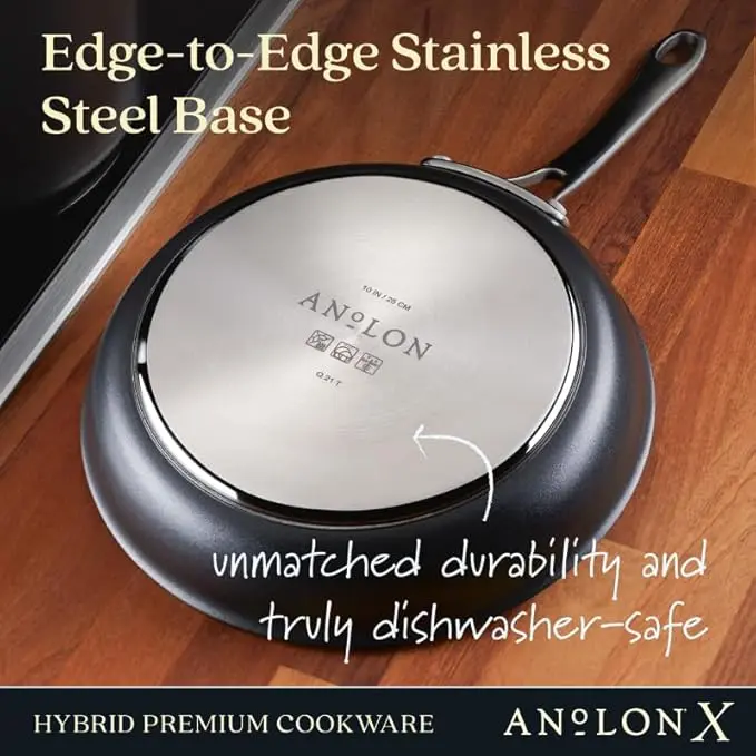 Anolon X Aluminum Nonstick Cookware Frying Pans/Skillet Set, 8.25 Inch and 10 Inch - Dark Gray image 5