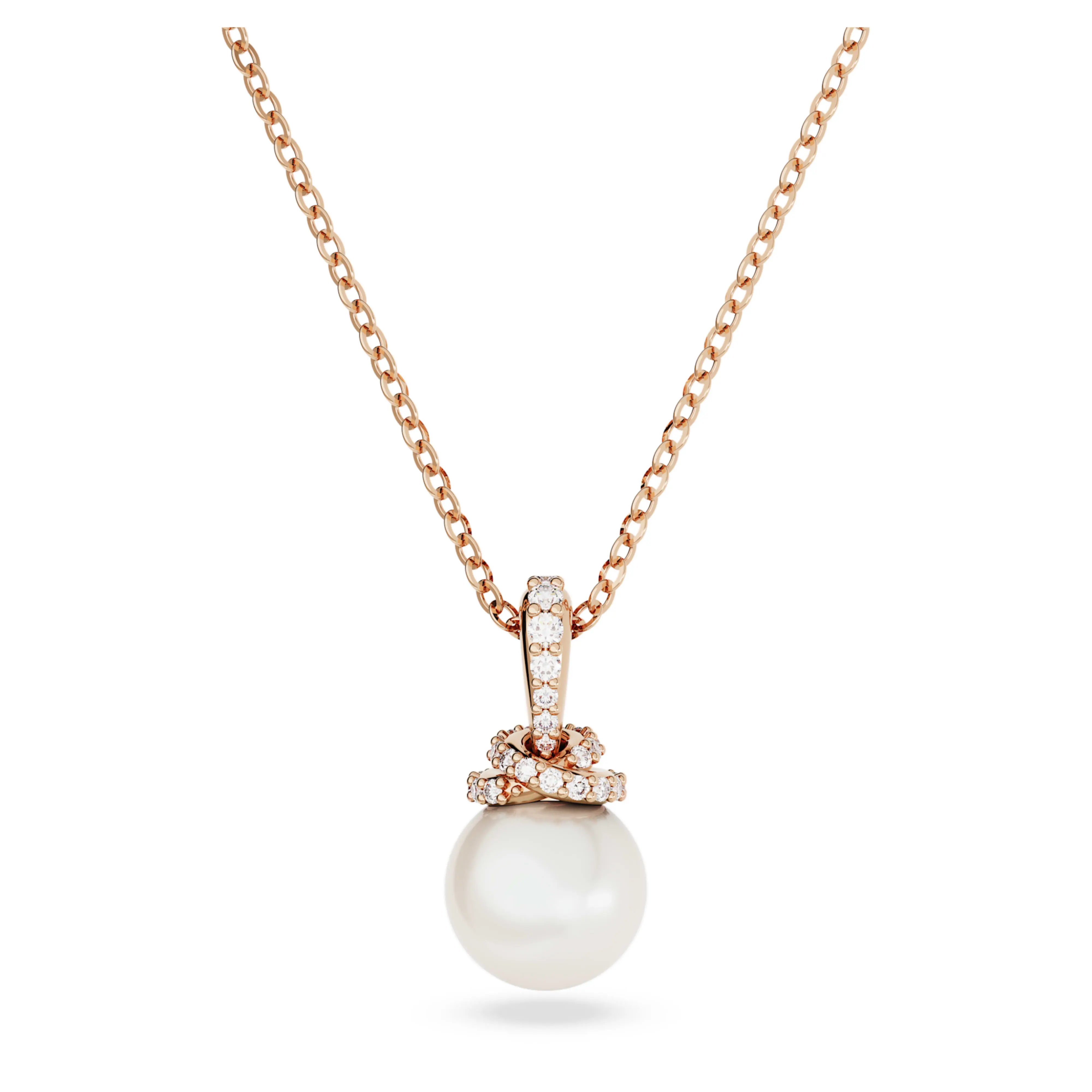 Original Pendant Crystal pearl, White, Rose gold-tone plated image 2