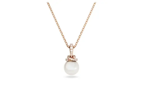 Original Pendant Crystal pearl, White, Rose gold-tone plated image