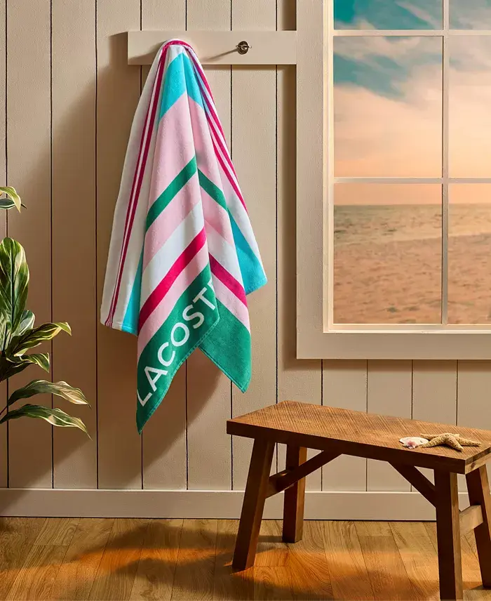 Lacoste Home Sunscreen Stripe Cotton Beach Towel image 1