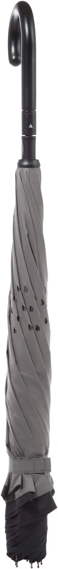 Totes InBrella - Reverse Close Umbrella with Invisible Water Repellent Coating - Auto Close, Inverted, Dripless, and Stormproof for Rainy Weather image 6