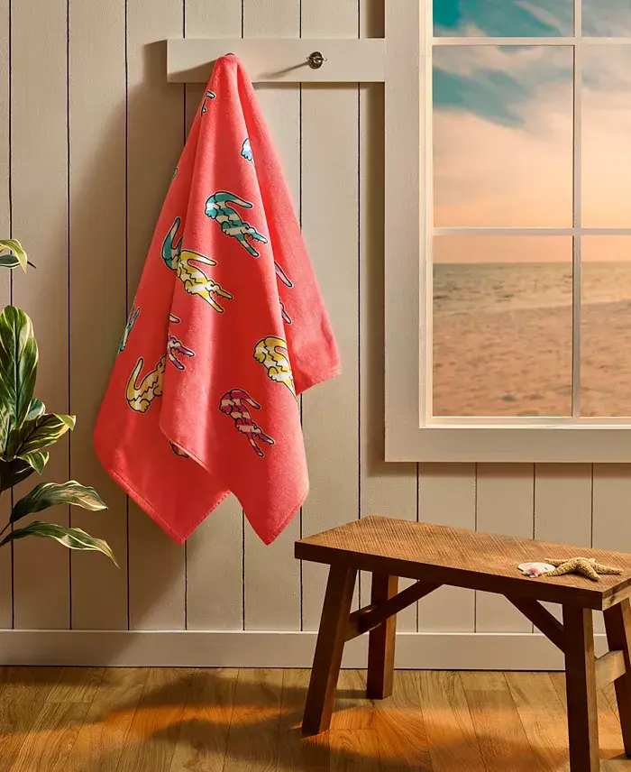 Lacoste Home Multi Croc Cotton Beach Towel, 36" x 72" image 1