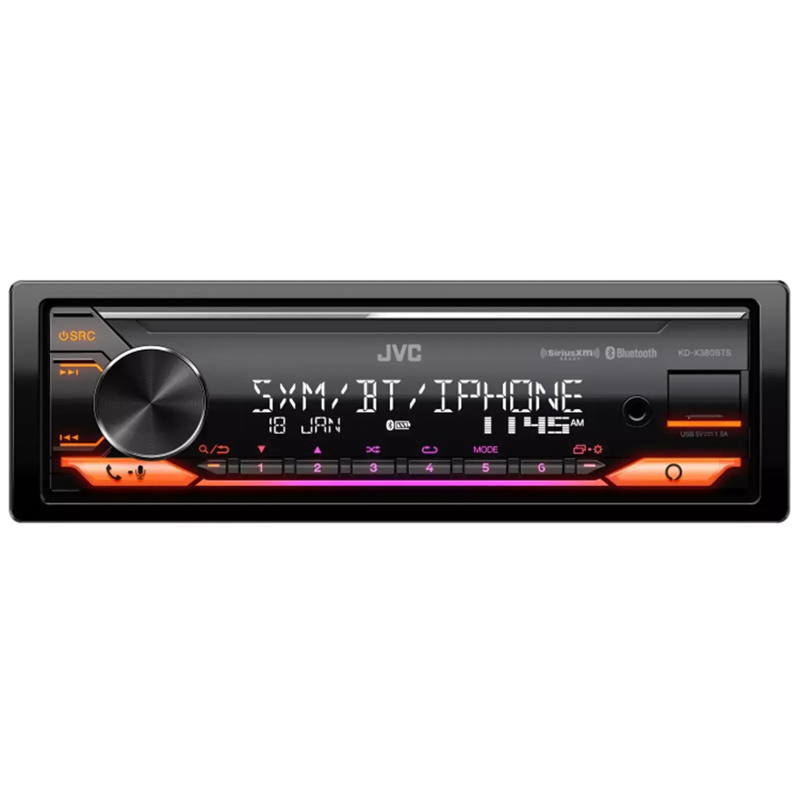JVC KD-X380BTS Single DIN Bluetooth USB/AUX AM/FM Stereo Car Audio Receiver image 1