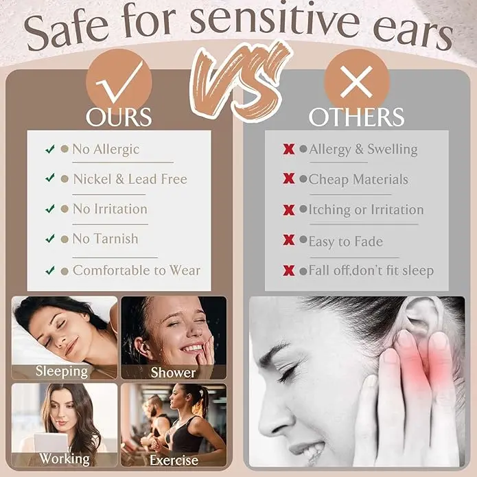 Jstyle Hypoallergenic Surgical Steel Earrings for Sensitive Ears 14K Gold Flat Back Earrings for Women Men Small Stainless Steel Earrings Flatback Stud Hoop Cartilage Earring Set for Multiple Piercing image 5