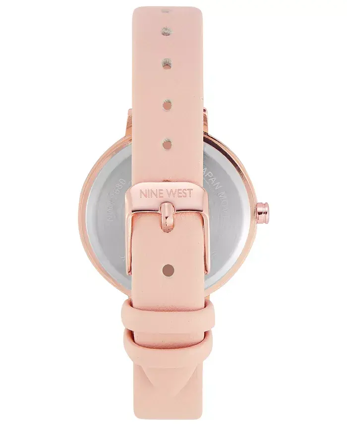 Women's Quartz Pink Faux Leather Band and Floral Pattern Watch, 36.5mm image 2