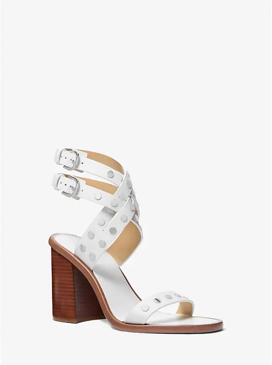 Irene Studded Leather Block Heel Sandal image 1