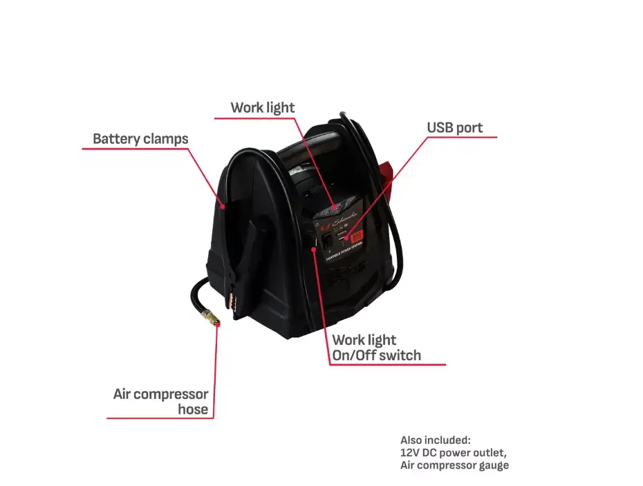 Schumacher SJ1583 Portable Power Station 800A Jump Starter 150-PSI Compressor image 8