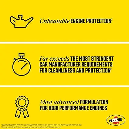Pennzoil Ultra Platinum Full Synthetic 0W-20 Motor Oil, 5 Quart (3 Pack) image 4
