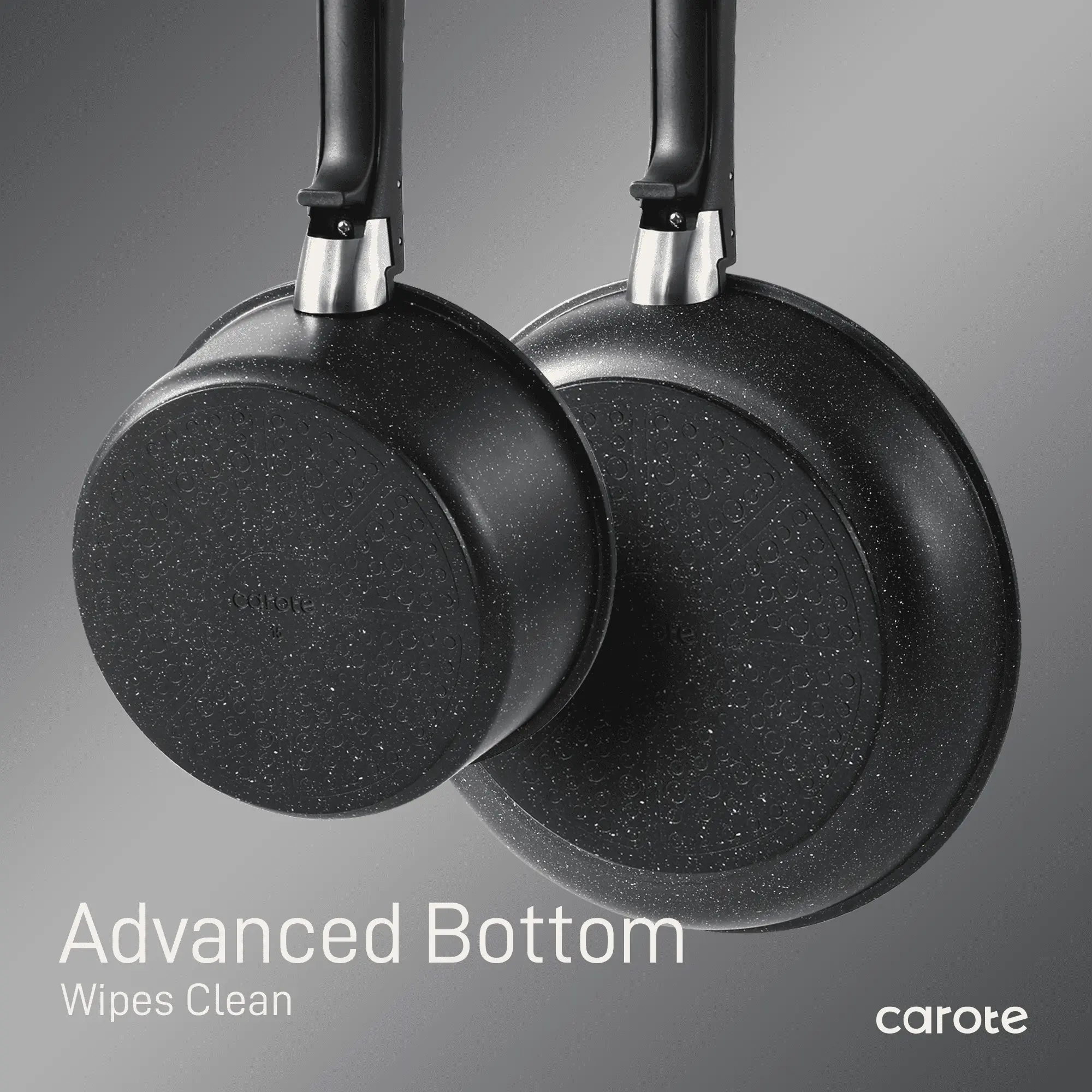 Carote 17pcs Nonstick Cookware Set, Granite Reinforced Non Stick Pots and Pans Set Removable Handle image 4