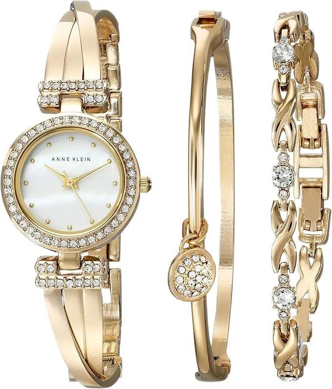 Anne Klein Women's Premium Crystal Accented Bangle Watch and Bracelet Set image 3