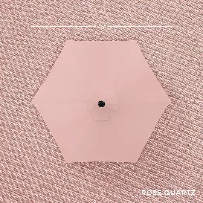 Best Choice Products 7.5ft Heavy-Duty Round Outdoor Market Table Patio Umbrella w/Steel Pole, Push Button Tilt, Easy Crank Lift - Rose Quartz image 4